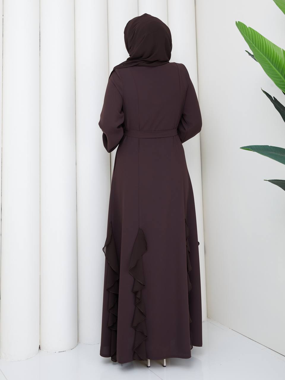 Acı Kahve Ela Model Ferace & Şal Dahildir - #AK-1008