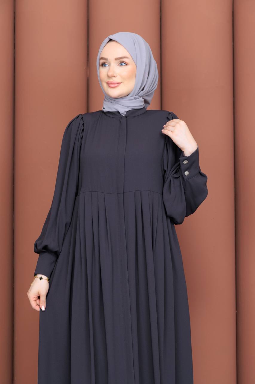 Gri Mihra Model Ferace - Safir Medine İpeği - detay görünümü
