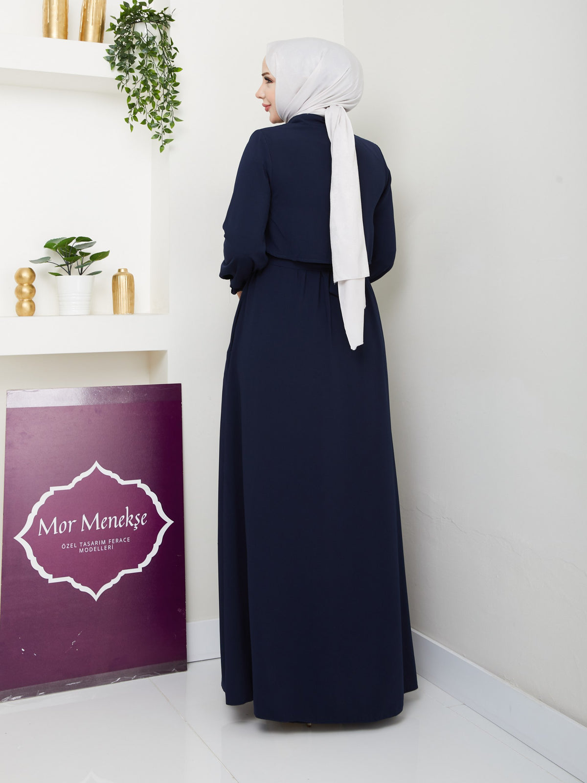 Lacivert Medine İpeği Ferace - #L-109