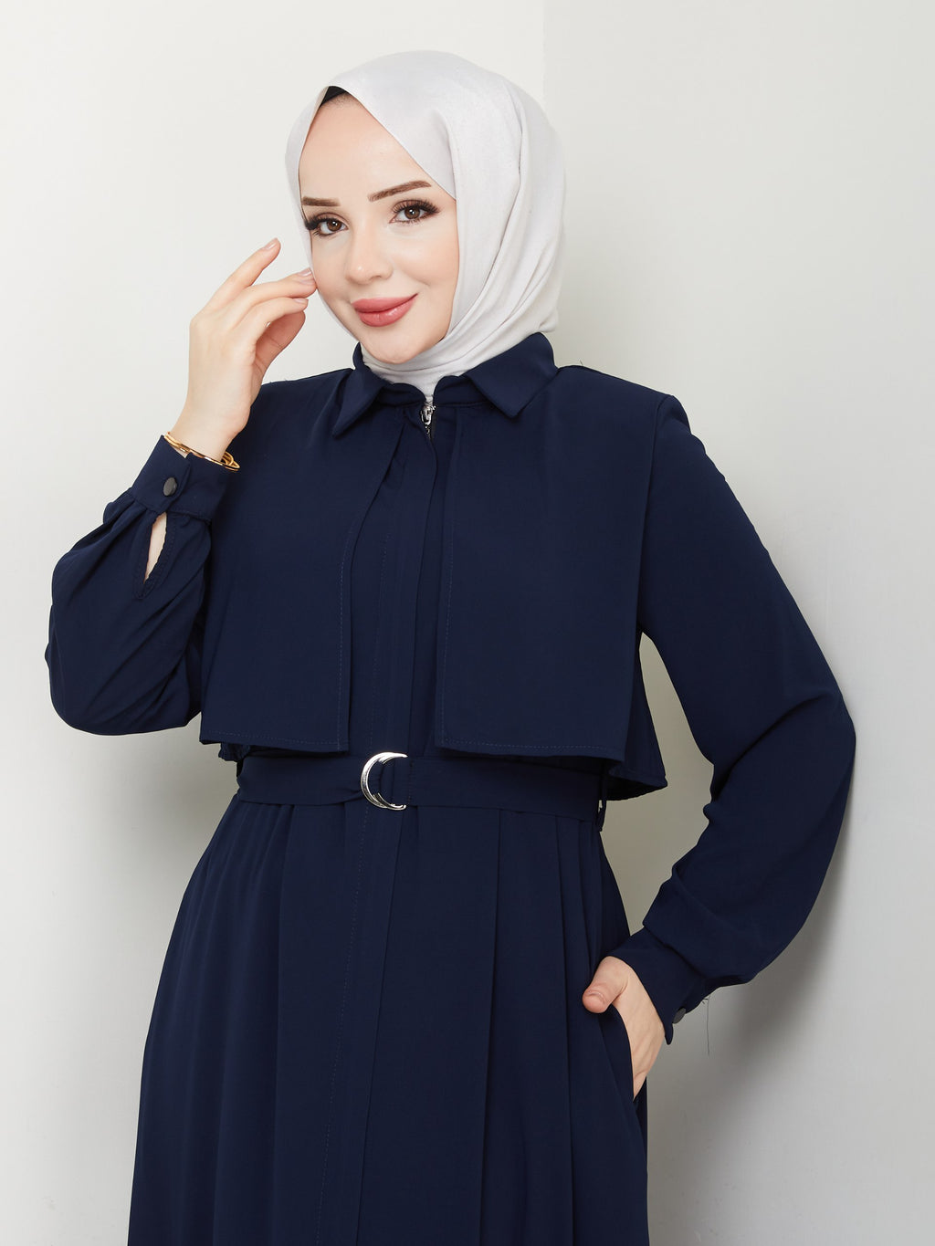 Lacivert Medine İpeği Ferace - #L-109