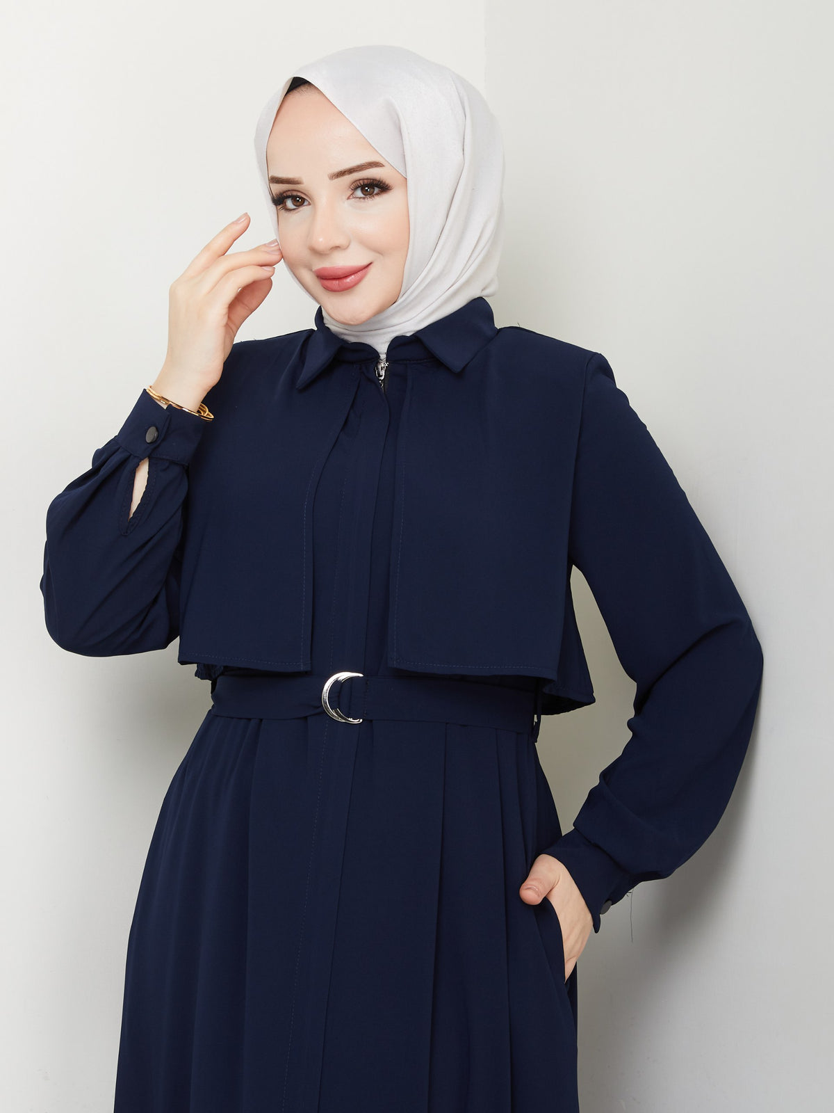 Lacivert Medine İpeği Ferace - #L-109